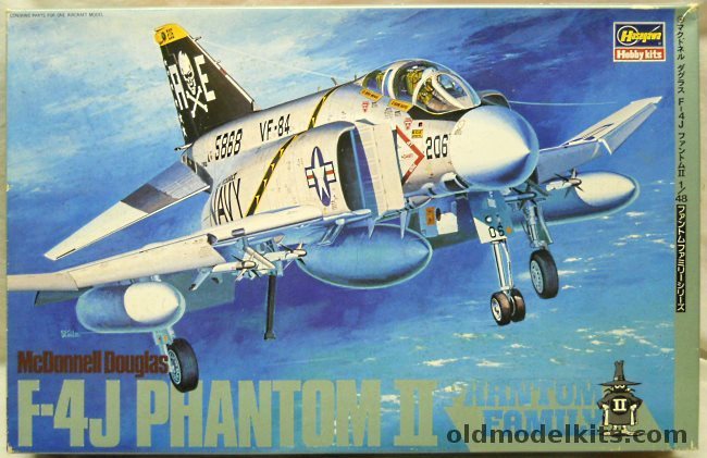 Hasegawa 1/48 McDonnell Douglas F-4J Phantom II - With Model Technology Canopy Detail Set And Detail & Scale Decals - VF-84  Jolly Rogers USS Roosevelt / US Marines VMFA-451 Warlords USS Forrestal, P1 plastic model kit